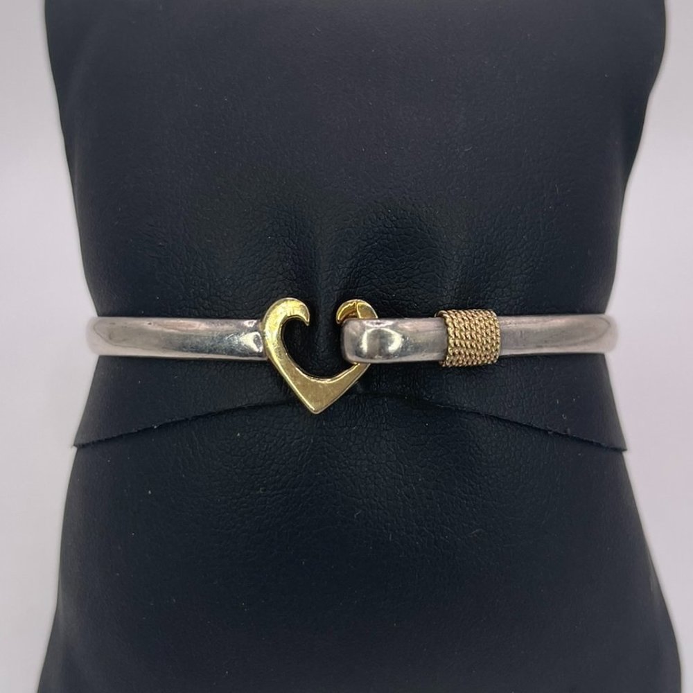 Two Tone Heart Hooks Bangle - image 1